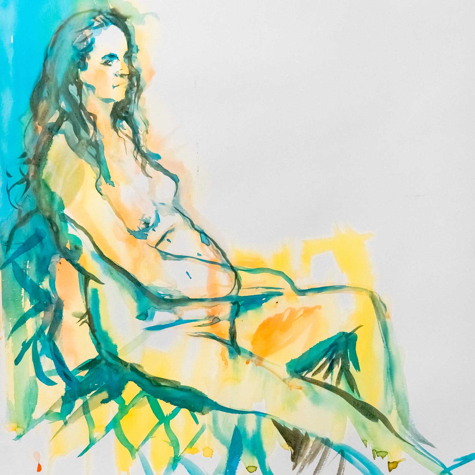 Painting of nude on canvas