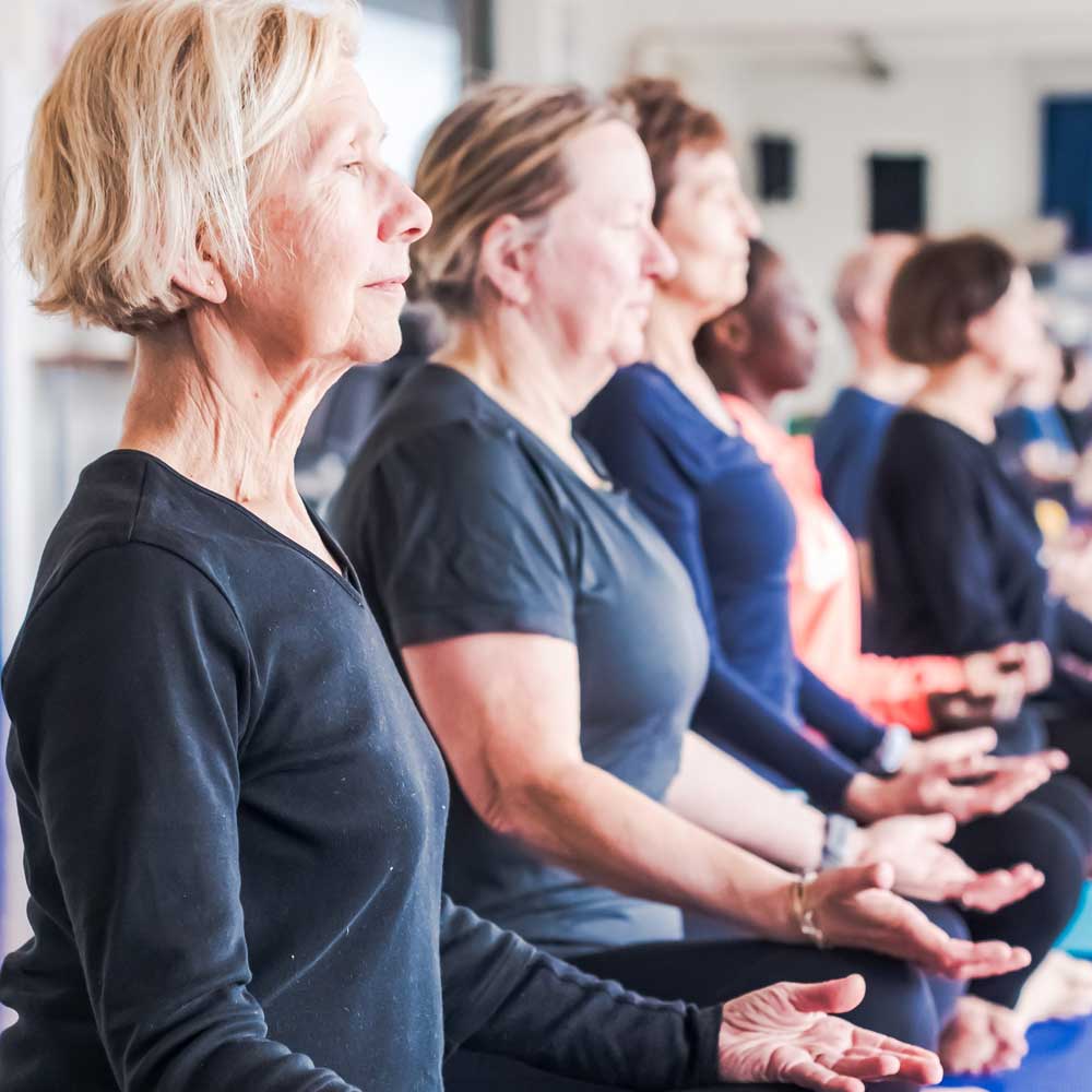 Group of participants in a Yoga session.