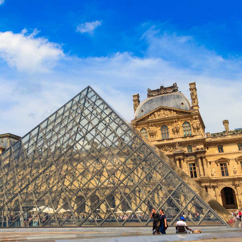 The Louvre Pyramid in Paris.