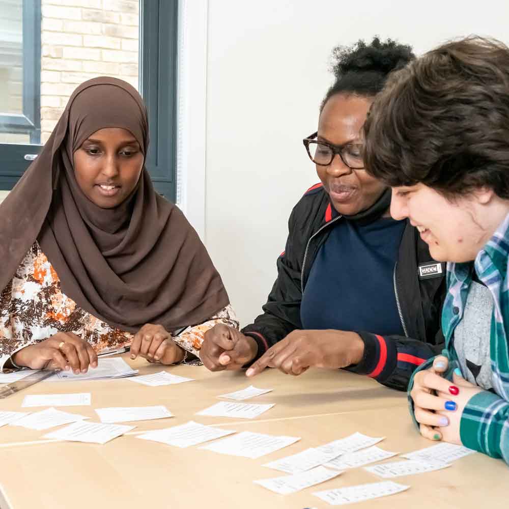Maths students working together