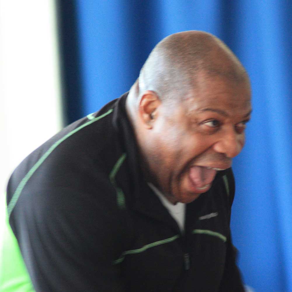 Learner performing a monologue in class.