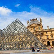 People visiting the Louvre in Paris.