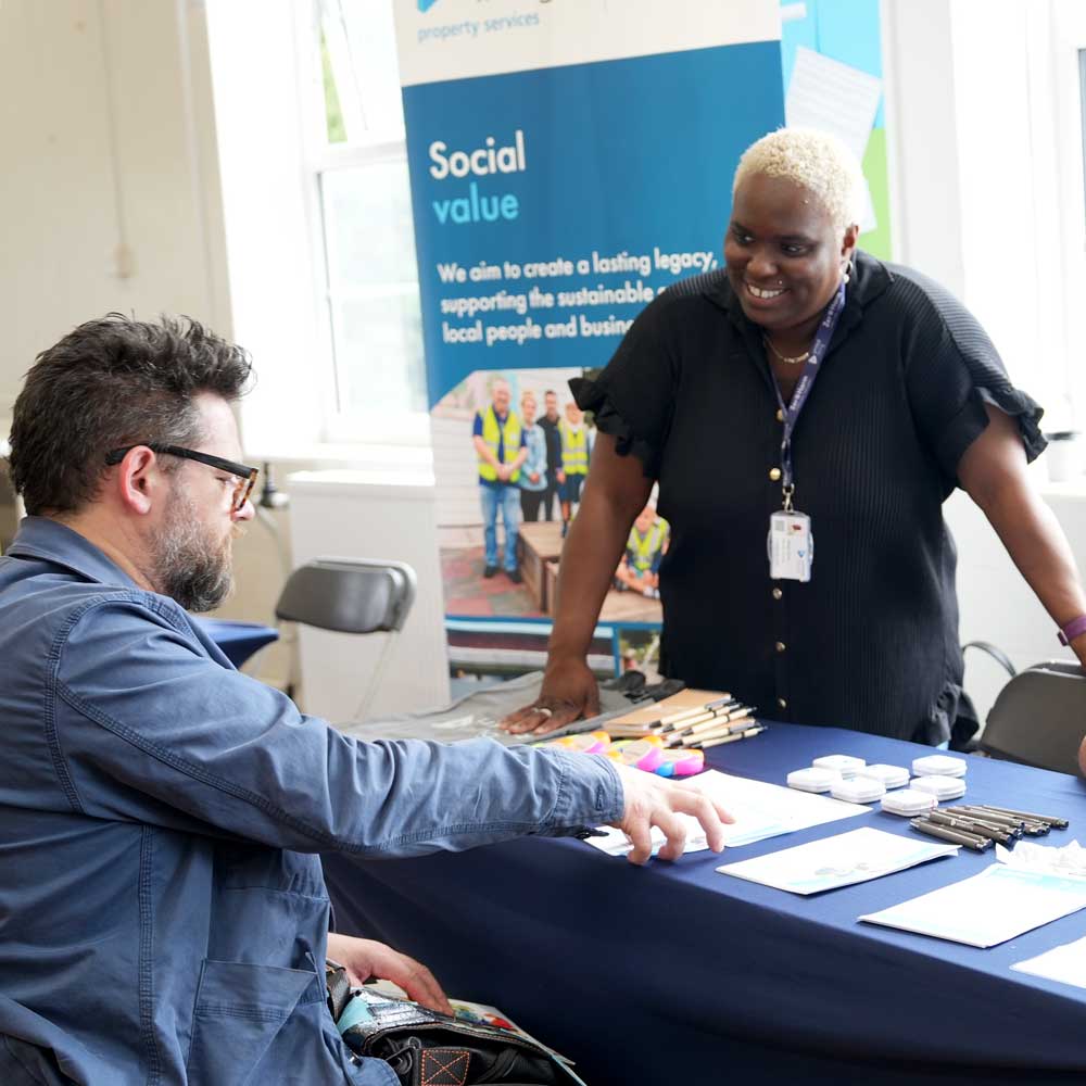 Learner and advisor at careers fair