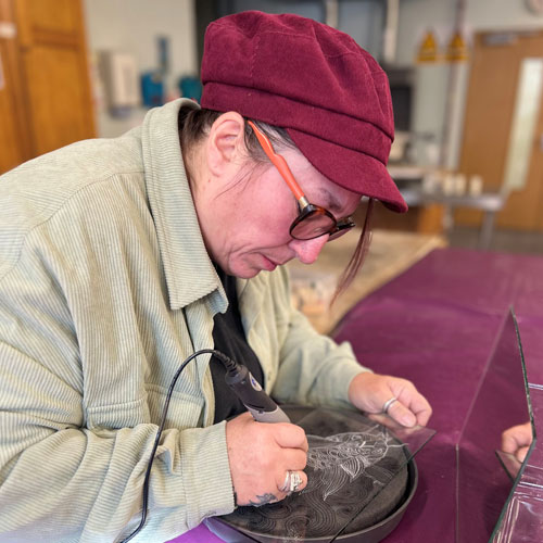 Mikala, Glasswork student